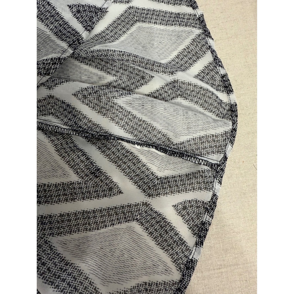 AB STUDIO Women's Geometric Print 3/4 Sleeve Tunic Top Black White Belted - Picture 7 of 7